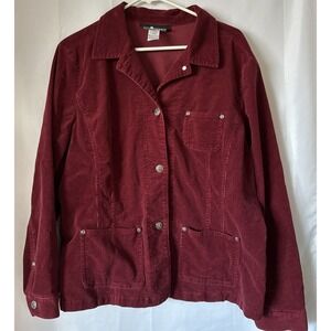 Sag Harbor Sport Corduroy Womens Burgandy‎ Button Jacket Size 14